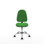 Silla de oficina Algarra con mecanismo Contacto permanente básico tapizada con Tela color Verde. Equipada con Base cromada, Sin brazos y Ruedas de nailon 50 mm