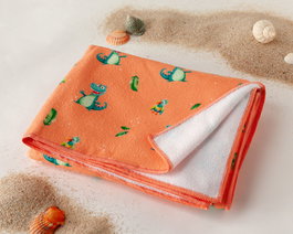 KioKids Toalla Playa Microfibra Cocodrilo Naranja 75x150cm con Bolsa de Transporte