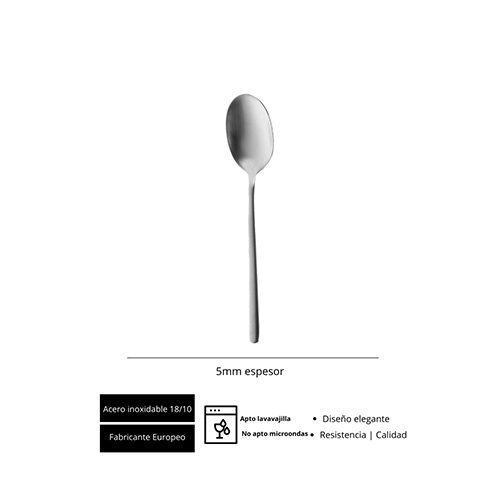 Summa Cuchara Café TENA, Acero Inoxidable 18/10, Largo 135 mm, Color Plata, Acabado Satinado, Cubertería (Set de 12)
