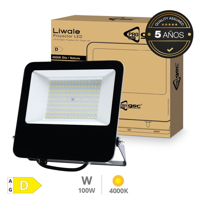 Pro Line Proyector LED Serie Liwale 100W 4000K IP65 Negro Pro Line Proyector LED Serie Liwale 100W 4000K IP65 Negro
