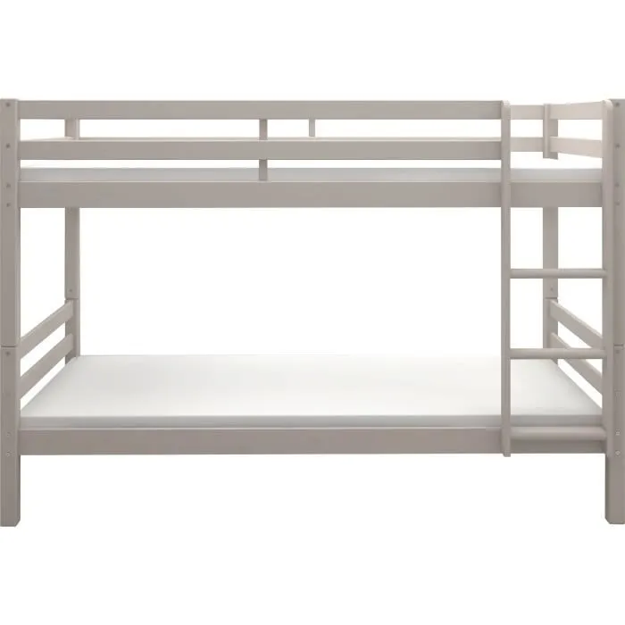 Literas infantiles separables - 2x90x190 cm - Pino macizo gris claro - Somier incluido - ANDO