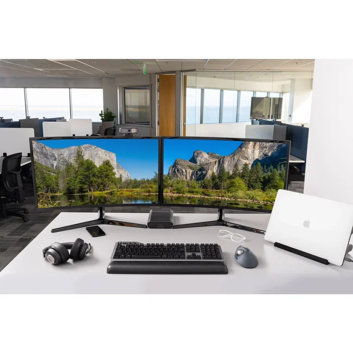 Kensington K72196WW Pro Fit Ergo TB550 Trackball Inalámbrico Bluetooth y 2.4 GHz, Ergonómico para Mano Derecha, Recargable, 1600 DPI, Negro/Gris