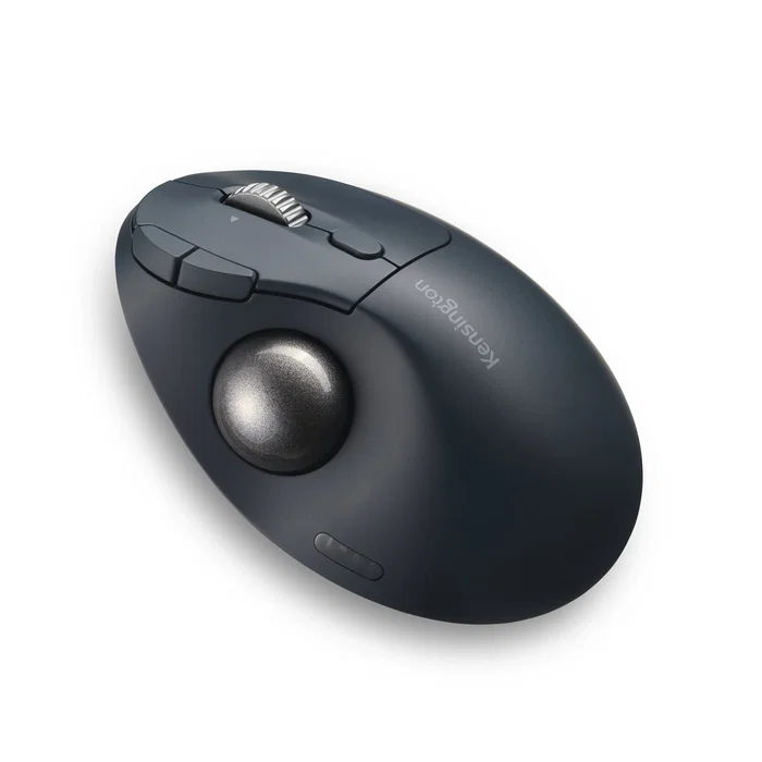 Kensington K72196WW Pro Fit Ergo TB550 Trackball Inalámbrico Bluetooth y 2.4 GHz, Ergonómico para Mano Derecha, Recargable, 1600 DPI, Negro/Gris