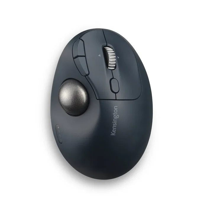 Kensington K72196WW Pro Fit Ergo TB550 Trackball Inalámbrico Bluetooth y 2.4 GHz, Ergonómico para Mano Derecha, Recargable, 1600 DPI, Negro/Gris
