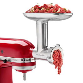 Kitchenaid 5KSMMGA Picadora Metálica de Carne para Alimentos con Discos de Picado Grueso, Mediano y Fino, y Accesorios para Embutir Salchichas