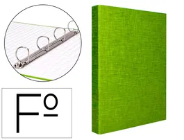 Liderpapel Carpeta 4 anillas 25mm folio cartón forrado verde frosty