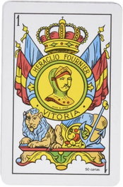 FOURNIER Baraja de cartas española nº35 con 50 naipes y caras catalanas en estuche de celofán