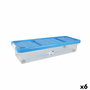 Caja de Almacenaje con Tapa Tontarelli Azul Transparente Plástico 24 L 79 x 28,7 x 16,8 cm Ruedas (6 Unidades)