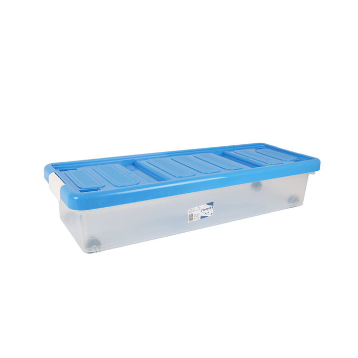 Caja de Almacenaje con Tapa Tontarelli Azul Transparente Plástico 24 L 79 x 28,7 x 16,8 cm Ruedas (6 Unidades)