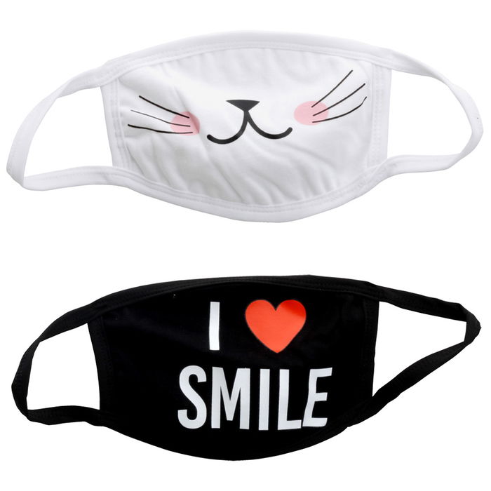 Sensly Mascarilla de Moda Algodón Lavable Talla Única Gato I Love Smile