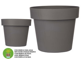 Ibergarden Maceta Plástico Gris con Reserva de Agua 39x34x39 cm 28 L (Set de 6)