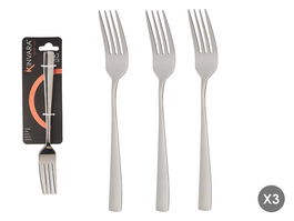 Kinvara Set 3 Tenedores Metálicos 2.5 x 23 x 6 cm de Acero Inoxidable 410 Color Plata (Set de 12)
