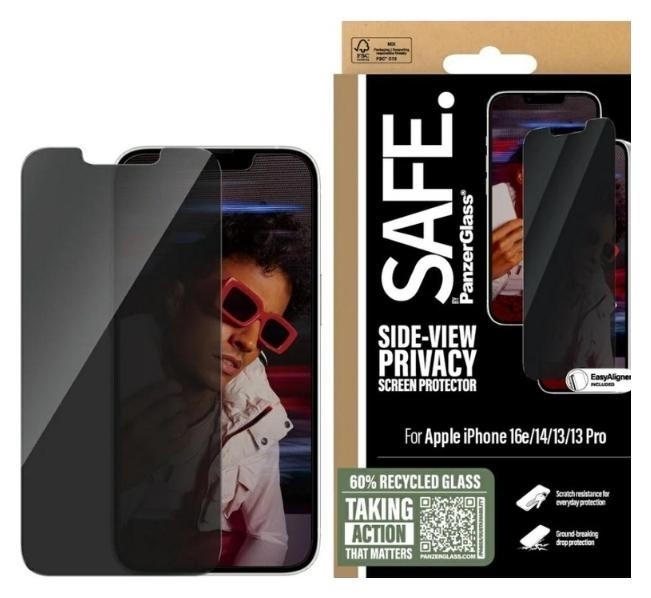 PanzerGlass SAFE. by ® 2-Way Privacy Screen Protector para iPhone 16e, 14, 13 y 13 Pro