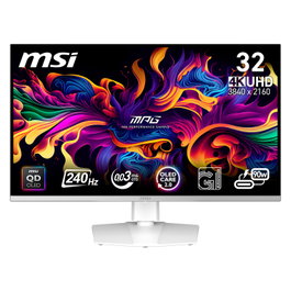 MSI MPG 321URXWDE Monitor Gaming 31.5 pulg QD-OLED 4K 240Hz Blanco
