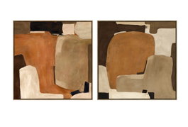 DKD Home Decor Cuadro Lienzo Abstracto 3D Pack de 2 unidades, 100x100 cm, Marrón/Beige/Terracota