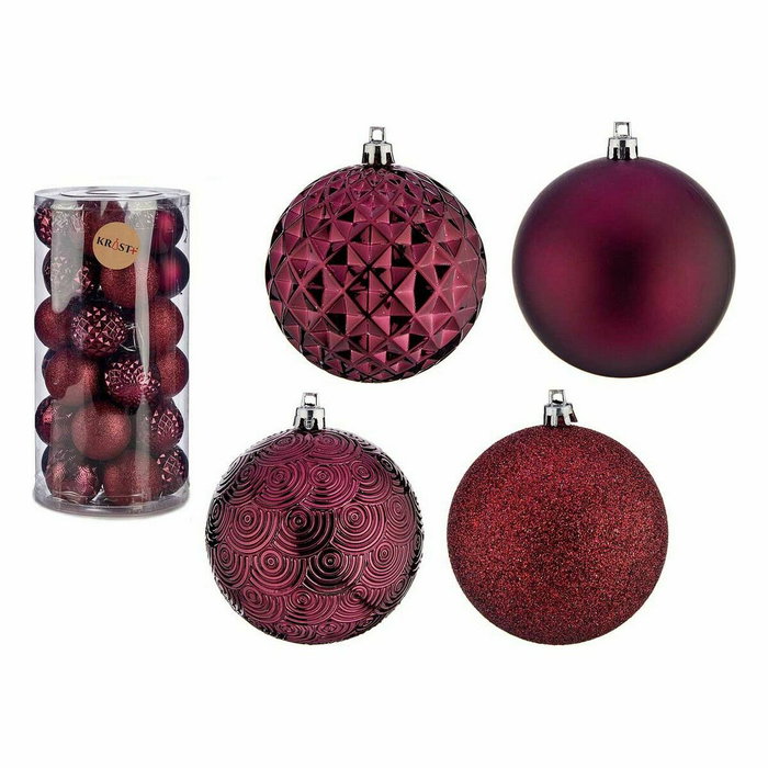 Set de Bolas de Navidad Krist+ Rojo Morado PVC 8 cm (4 Unidades)
