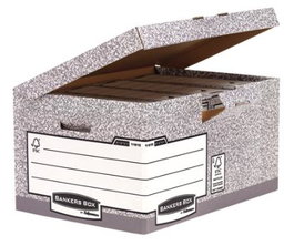 Fellowes Contenedor de Archivos Maxi System Gris con Tapa Fija, Extra Resistente, Dimensiones Internas 378x293x545mm