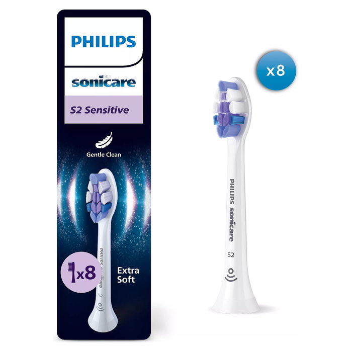 Philips Cabezales S2 Sensitive HX6058/87, Pack de 8, Blanco