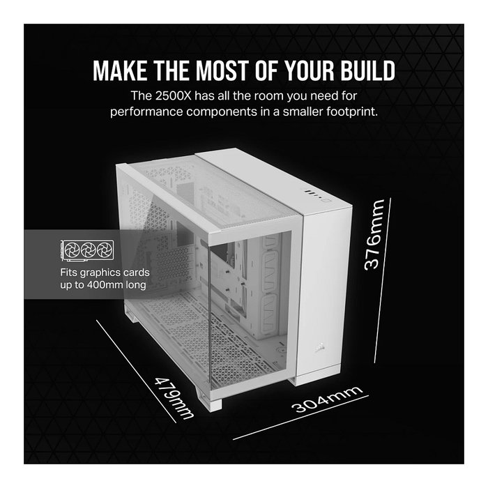 Corsair 2500X Blanco - Caja de PC de Doble Cámara con Vidrio Templado