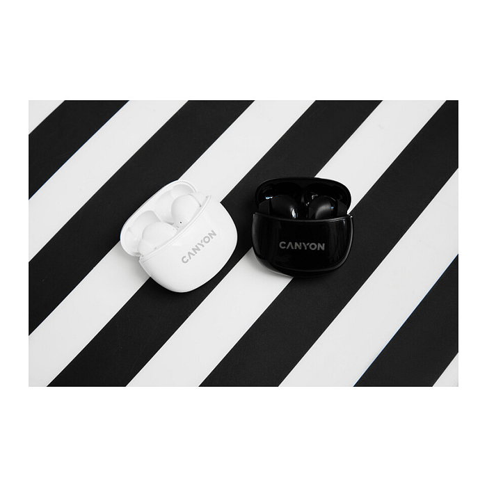 Canyon TWS-5 Auriculares Inalámbricos Bluetooth Negro, True Wireless, Resistencia IP33, 7.5 Horas de Batería, Para Llamadas, Música y Deporte, 20-20000 Hz