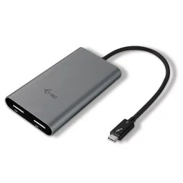 i-tec TB3DUAL4KDP Adaptador Gráfico Thunderbolt 3 a Dual DisplayPort, Soporta 5K 5120x2880 o 2x 4K 4096x2160 @ 60Hz para MacBook Pro, Dell XPS, HP, Lenovo - Gris