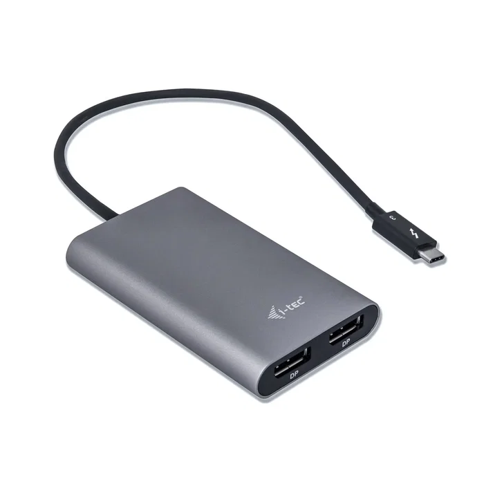 i-tec TB3DUAL4KDP Adaptador Gráfico Thunderbolt 3 a Dual DisplayPort, Soporta 5K 5120x2880 o 2x 4K 4096x2160 @ 60Hz para MacBook Pro, Dell XPS, HP, Lenovo - Gris