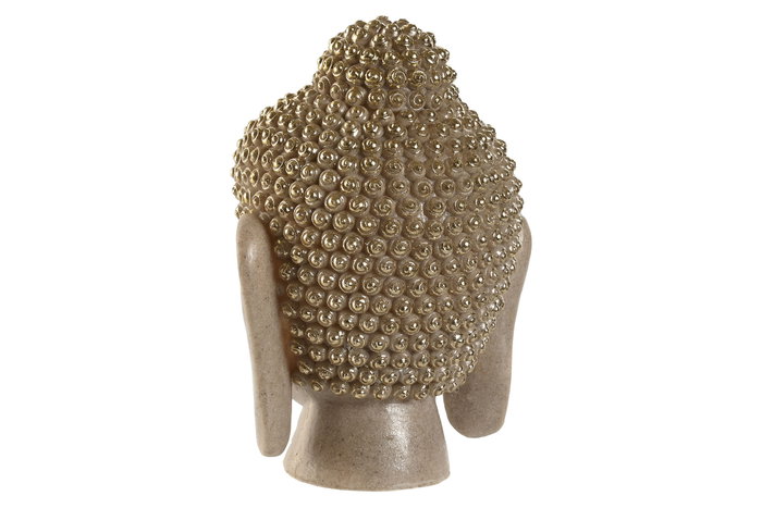 DKD Home Decor Figura de Busto de Buda en Resina, Crema y Dorado