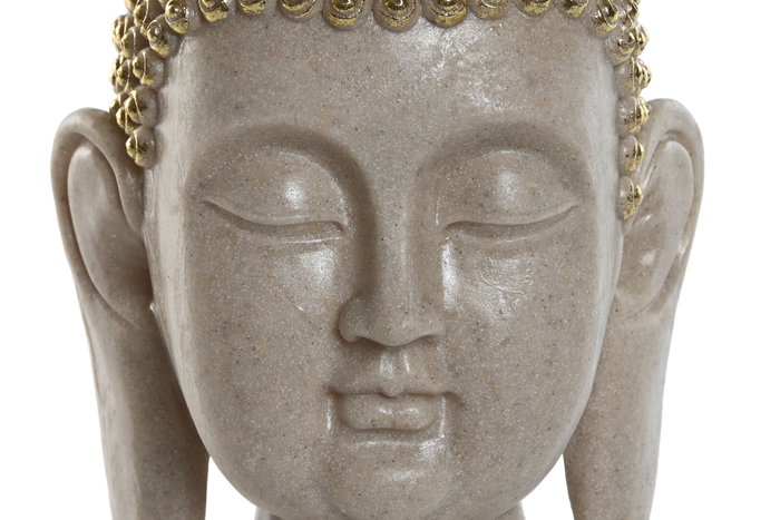 DKD Home Decor Figura de Busto de Buda en Resina, Crema y Dorado