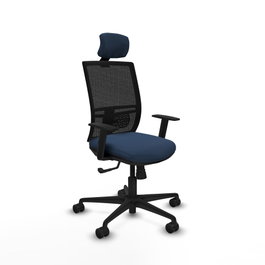 PIQUERAS Y CRESPO Silla de oficina Yunquera con mecanismo Sincro, Azul marino y Negro
