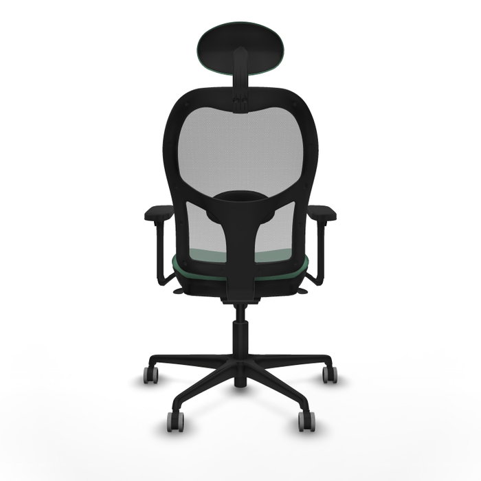 PIQUERAS Y CRESPO Silla de oficina Jorquera con mecanismo Sincro, Brazos 3D y Cabecero Fijo, Verde Esmeralda/Gris