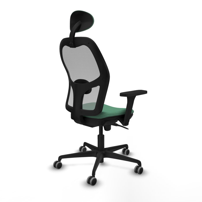 PIQUERAS Y CRESPO Silla de oficina Jorquera con mecanismo Sincro, Brazos 3D y Cabecero Fijo, Verde Esmeralda/Gris