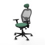 PIQUERAS Y CRESPO Silla de oficina Jorquera con mecanismo Sincro, Brazos 3D y Cabecero Fijo, Verde Esmeralda/Gris