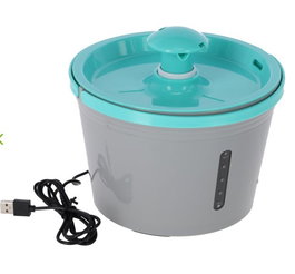 Kerbl Fuente de Agua Turquesa/Gris 1.6L, Bomba Silenciosa, USB, Filtro de Carbón, 2 Velocidades