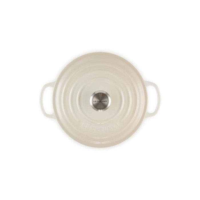 Le Creuset Signature Round Roaster 22 cm Cremoso - Horno Redondo 3,3L, Hierro Fundido Esmaltado, Apto Inducción