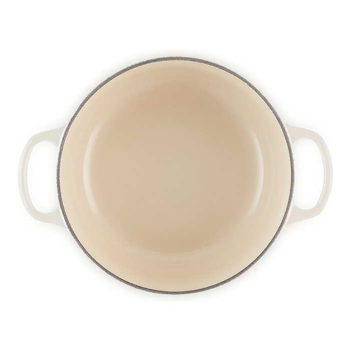 Le Creuset 21177227164430 Bráter Redondo 22 cm / 3.3 L de Hierro Fundido Esmaltado, Color Crema, Apto para Inducción, Hecho en Francia