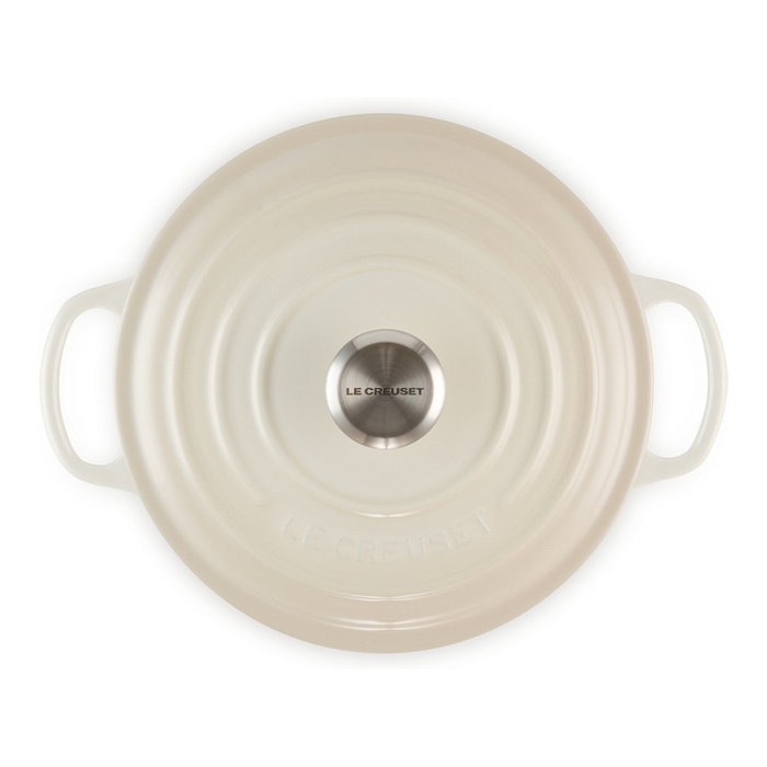 Le Creuset 21177227164430 Bráter Redondo 22 cm / 3.3 L de Hierro Fundido Esmaltado, Color Crema, Apto para Inducción, Hecho en Francia