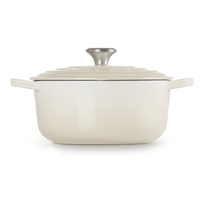 Le Creuset 21177227164430 Bráter Redondo 22 cm / 3.3 L de Hierro Fundido Esmaltado, Color Crema, Apto para Inducción, Hecho en Francia