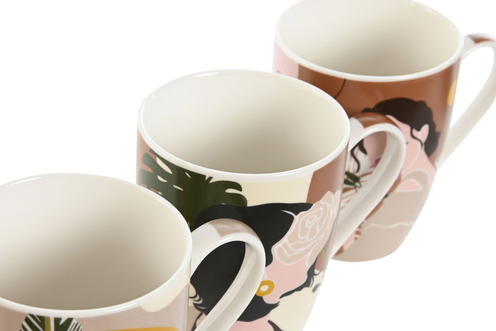 DKD Home Decor Tazas de Porcelana Chica Hojas, Surtido de 12 Unidades
