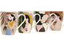 DKD Home Decor Tazas de Porcelana Chica Hojas, Surtido de 12 Unidades