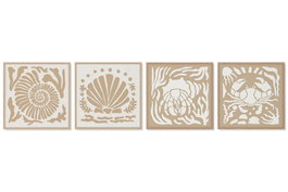 DKD Home Decor Cuadro Papel Maché 50x50 Conchas Surtido de 4 Unidades
