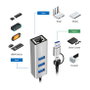 LogiLink Hub USB 3.2 Gen1 con 3 puertos y adaptador Gigabit Ethernet, USB-A+C, aluminio