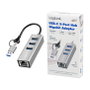 LogiLink Hub USB 3.2 Gen1 con 3 puertos y adaptador Gigabit Ethernet, USB-A+C, aluminio
