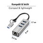 LogiLink Hub USB 3.2 Gen1 con 3 puertos y adaptador Gigabit Ethernet, USB-A+C, aluminio