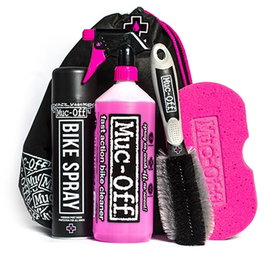 Muc-Off Bike Care Kit Básico: Limpiador Nano Tech, Protector, Esponja, Cepillo y Bolsa