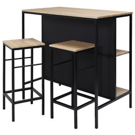 Home Deco Factory Mesa Isla con 2 Taburetes Essentiel Madera MDF y Hierro 100x60 cm