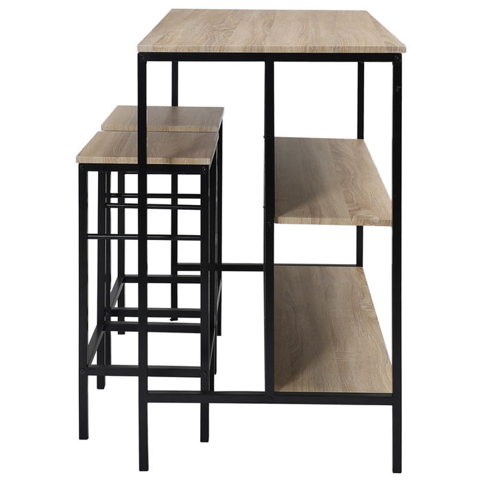 Home Deco Factory Mesa Isla con 2 Taburetes Essentiel Madera MDF y Hierro 100x60 cm