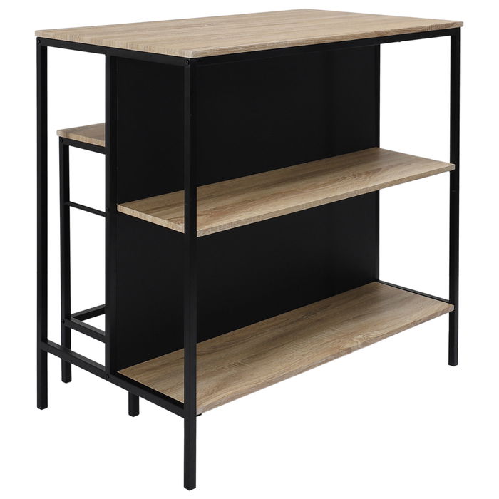 Home Deco Factory Mesa Isla con 2 Taburetes Essentiel Madera MDF y Hierro 100x60 cm