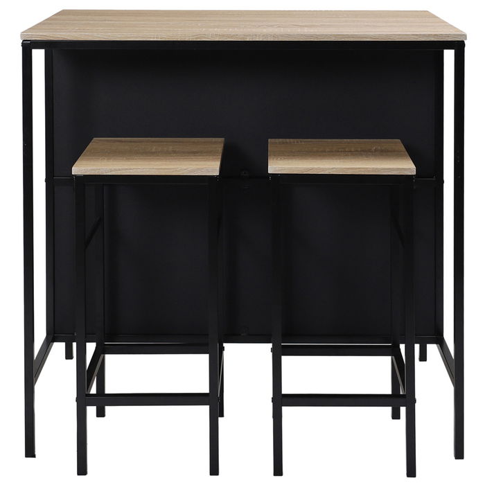 Home Deco Factory Mesa Isla con 2 Taburetes Essentiel Madera MDF y Hierro 100x60 cm