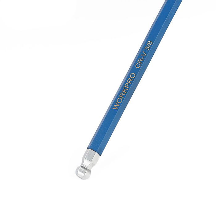 Workpro Juego Llaves Allen Largas Hexagonales Métrico 9 Piezas Punta Bola Acero Cromo-Vanadio Azul