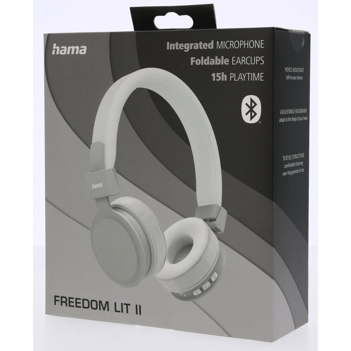 Hama Freedom Lit 2 Auriculares Bluetooth Plegables con Micrófono Integrado, Batería 15h, Manos Libres y Asistente, Blanco